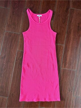 Z Supply Hot Pink Ribbed Tank Midi Dress
